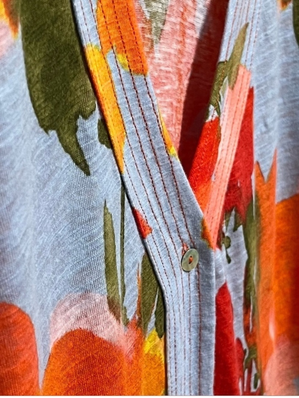 Joie Vibrant Colorful floral Linen blend cap sleeves Button-Up trendy Blouse top - Picture 2 of 7
